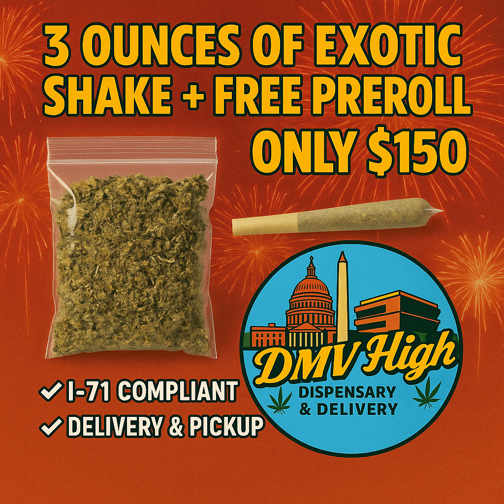 3 ounces exotic cannabis shake with free preroll – Washington DC I-71 compliant weed deal